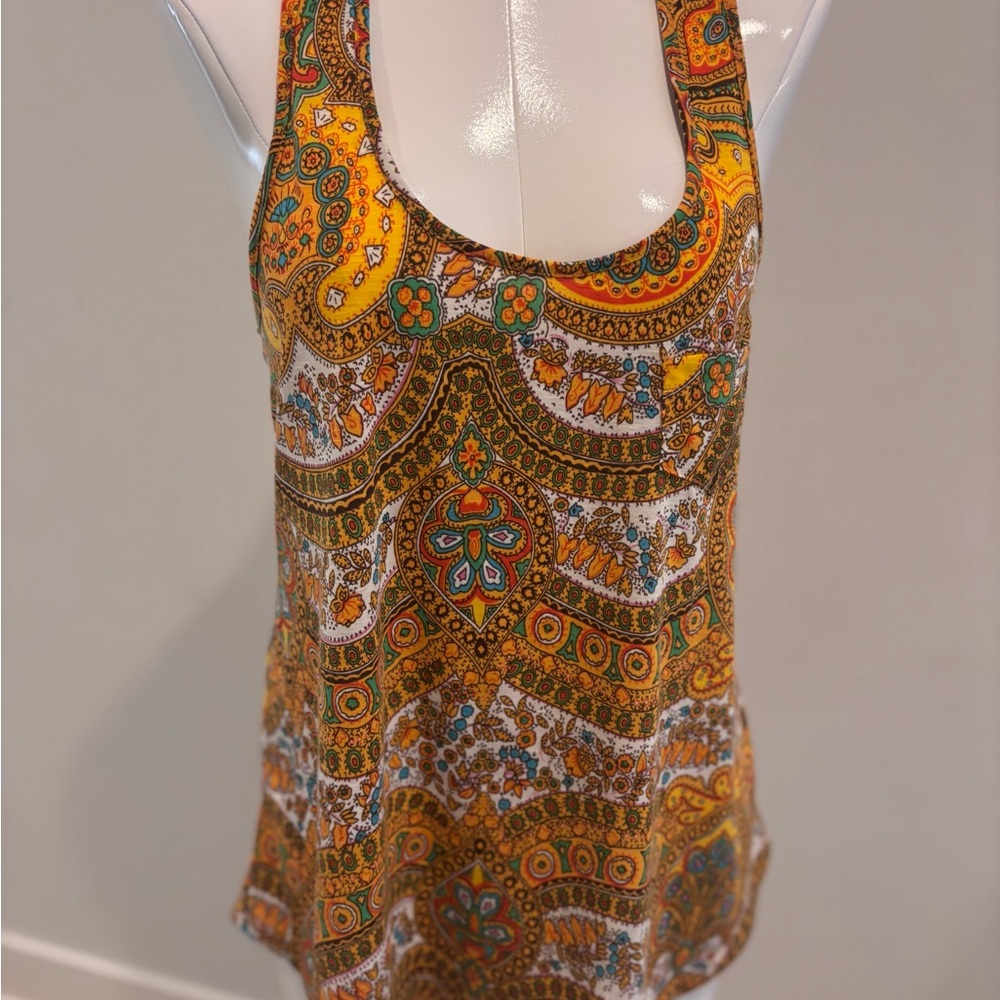 Forever 21 Yellow and Green Paisley Tank Top